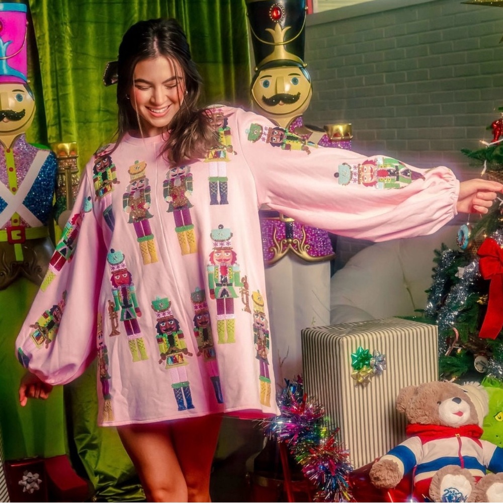 Queen of Sparkles Pink Nutcracker Sweatshirt Dress
